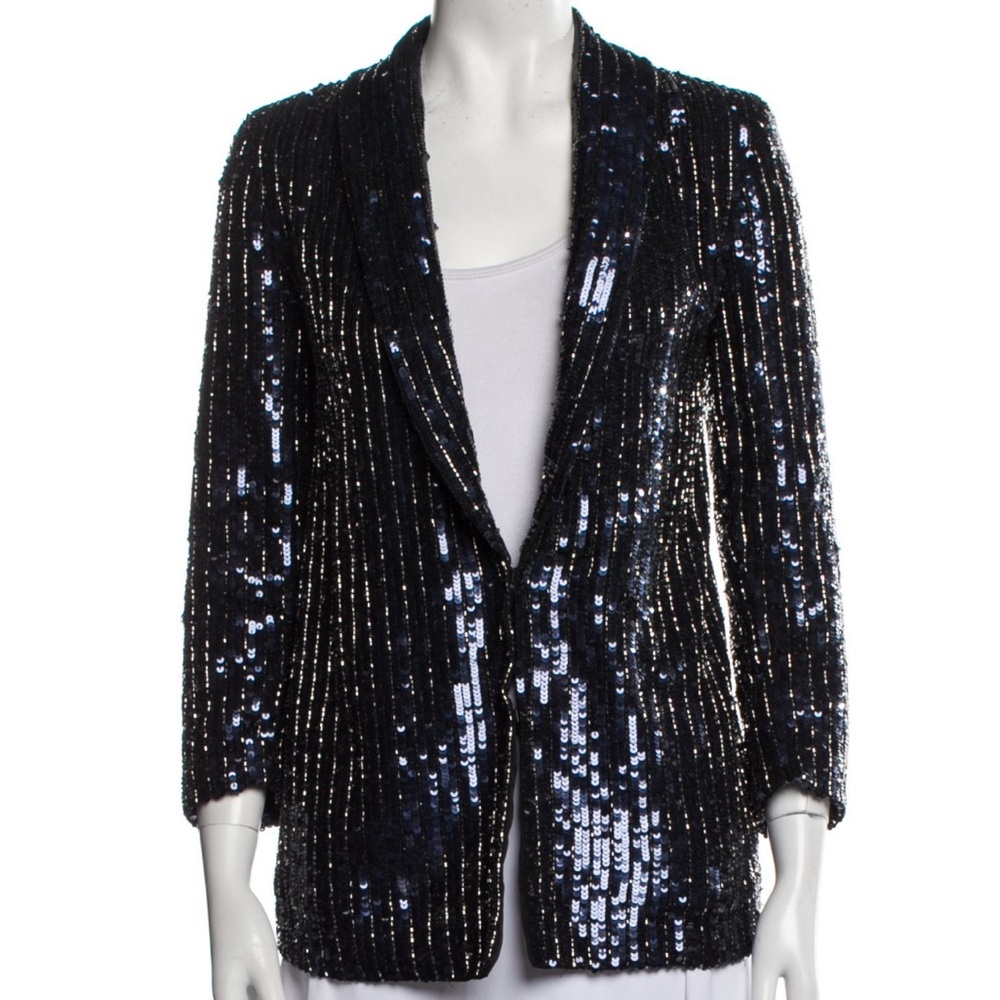 Alice + Olivia black and blue Sequin Women's Jacket